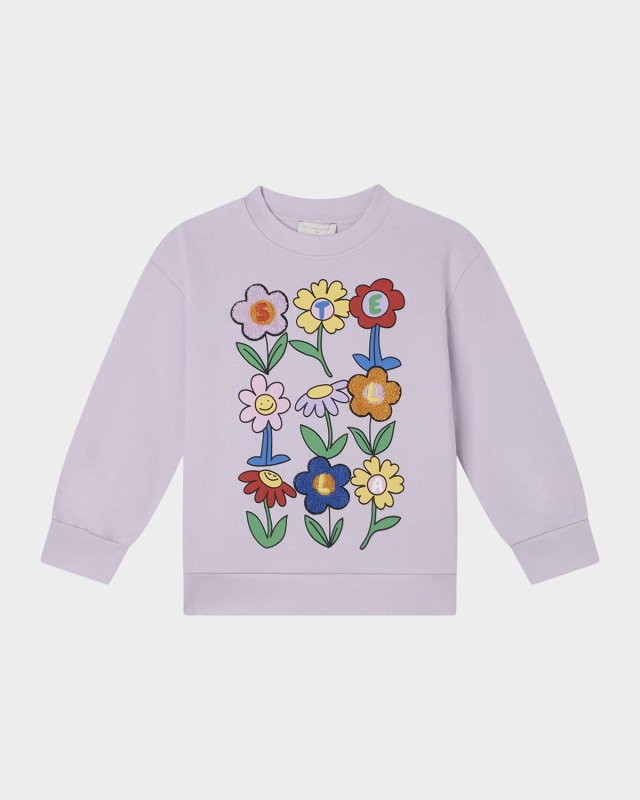 Girl's Stella Lettering Flowers Printed Sweatshirt, Size 4-8